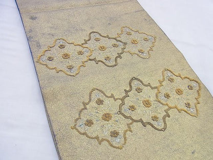 平和屋着物◎太鼓柄袋帯 刺繍 宝相華 金糸 逸品 BAAG0594jm