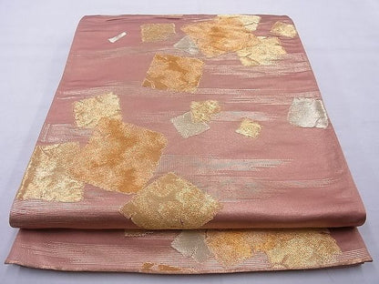 平和屋着物◎六通柄袋帯 破れ色紙文 金糸 逸品 BAAG1690cm