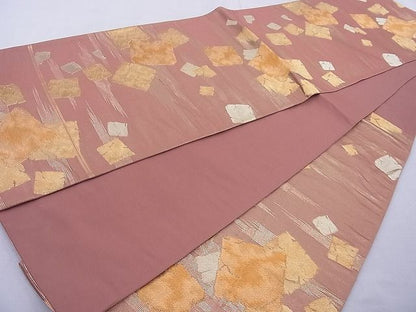 平和屋着物◎六通柄袋帯 破れ色紙文 金糸 逸品 BAAG1690cm