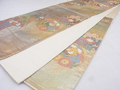 平和屋着物◎六通柄袋帯 唐織 鳳凰花丸文 金銀糸 逸品 BAAG0103if