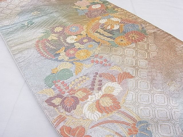 平和屋着物◎六通柄袋帯 唐織 鳳凰花丸文 金銀糸 逸品 BAAG0103if