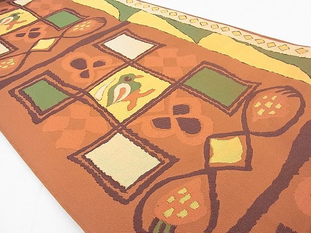 平和屋着物◎西陣 六通柄 本袋帯 更紗花鳥文 逸品 BAAG0140if