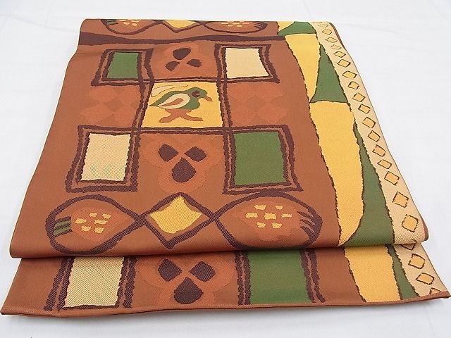 平和屋着物◎西陣 六通柄 本袋帯 更紗花鳥文 逸品 BAAG0140if