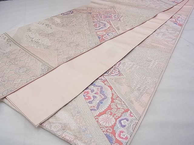 平和屋着物◎六通柄袋帯 唐織 柳松散華文 銀糸 逸品 BAAG0131if
