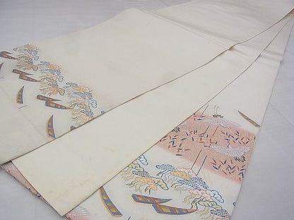 平和屋着物◎西陣 太鼓柄袋帯 飛鶴柳浜松文 金糸 逸品 BAAG0170if