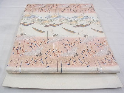 平和屋着物◎西陣 太鼓柄袋帯 飛鶴柳浜松文 金糸 逸品 BAAG0170if