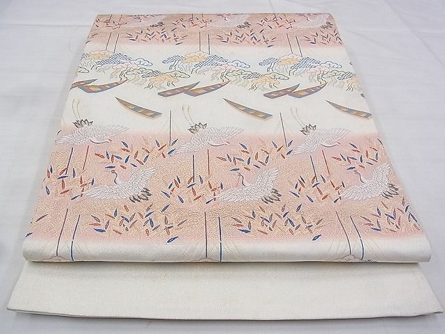 平和屋着物◎西陣 太鼓柄袋帯 飛鶴柳浜松文 金糸 逸品 BAAG0170if
