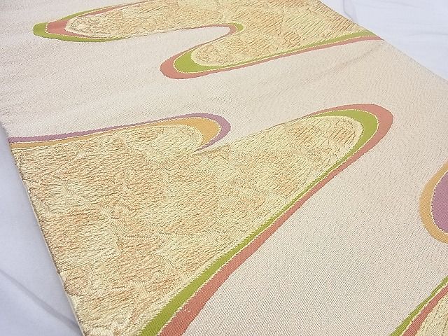 平和屋着物◎六通柄袋帯 流水箔散らし文様 金糸 逸品 BAAG3317xa
