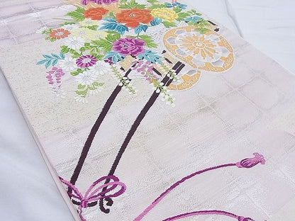 平和屋着物◎六通柄袋帯 唐織 花車 金銀糸 逸品 BAAG3303xa