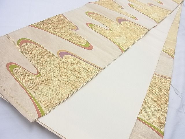 平和屋着物◎六通柄袋帯 流水箔散らし文様 金糸 逸品 BAAG3317xa