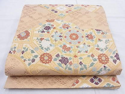 平和屋着物◎六通柄袋帯 唐織 流速冊子花文 金糸 逸品 BAAG3347xa
