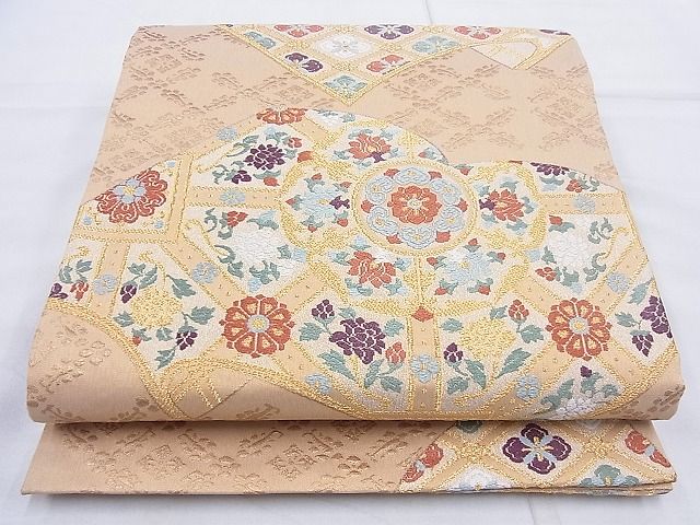 平和屋着物◎六通柄袋帯 唐織 流速冊子花文 金糸 逸品 BAAG3347xa