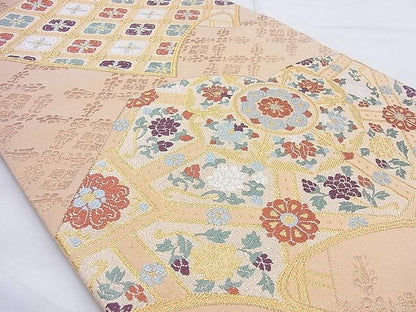 平和屋着物◎六通柄袋帯 唐織 流速冊子花文 金糸 逸品 BAAG3347xa
