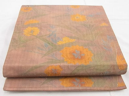 平和屋着物◎六通柄袋帯 ふくれ織 枝花文 逸品 BAAG3388xa
