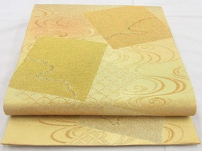 平和屋着物◎六通柄袋帯 色紙流し 金糸 逸品 BAAG3391xa