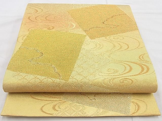 平和屋着物◎六通柄袋帯 色紙流し 金糸 逸品 BAAG3391xa