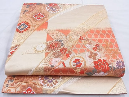 平和屋着物◎六通柄袋帯 唐織 笹竹慶長文 金糸 逸品 BAAG3371xa