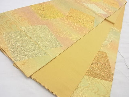 平和屋着物◎六通柄袋帯 色紙流し 金糸 逸品 BAAG3391xa