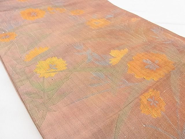 平和屋着物◎六通柄袋帯 ふくれ織 枝花文 逸品 BAAG3388xa