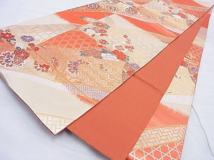 平和屋着物◎六通柄袋帯 唐織 笹竹慶長文 金糸 逸品 BAAG3371xa