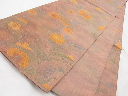 平和屋着物◎六通柄袋帯 ふくれ織 枝花文 逸品 BAAG3388xa