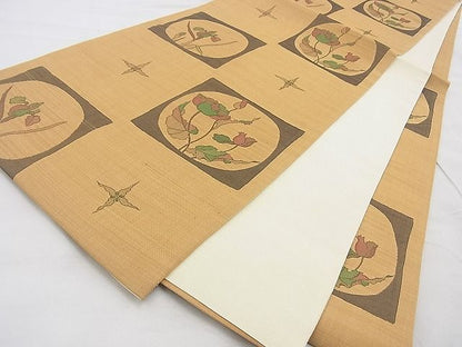 平和屋着物◎六通柄袋帯 市松花丸文 逸品 BAAG3398xa