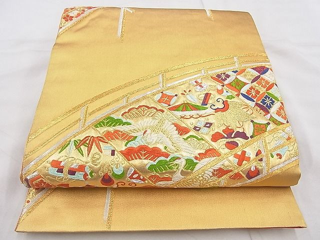 平和屋着物◎佐賀錦 六通柄袋帯 唐織 渡橋吉祥文 金糸 逸品 BAAG6404xa