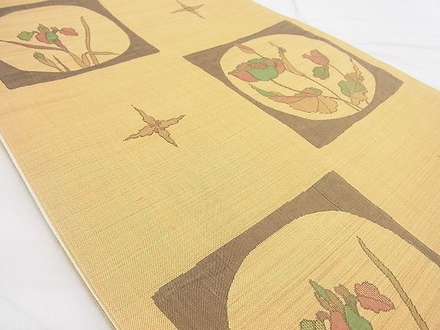 平和屋着物◎六通柄袋帯 市松花丸文 逸品 BAAG3398xa