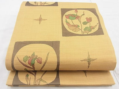 平和屋着物◎六通柄袋帯 市松花丸文 逸品 BAAG3398xa