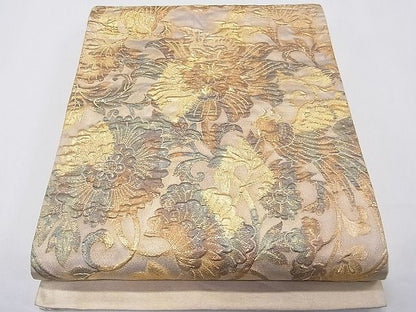 平和屋着物■太鼓柄袋帯 ふくれ織 鳳凰花文 金糸 逸品 CAAG0107fb
