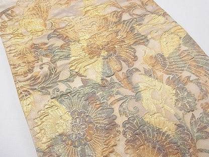 平和屋着物■太鼓柄袋帯 ふくれ織 鳳凰花文 金糸 逸品 CAAG0107fb