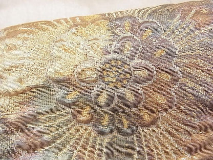 平和屋着物■太鼓柄袋帯 ふくれ織 鳳凰花文 金糸 逸品 CAAG0107fb