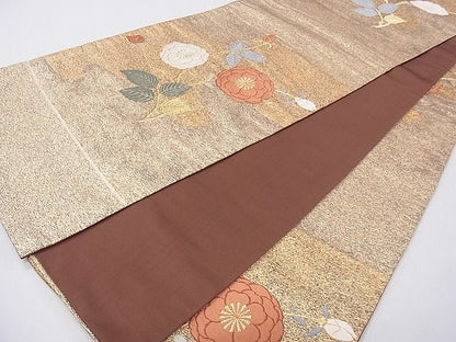 平和屋着物■六通柄袋帯 唐織 枝花文 金糸 逸品 CAAG0110fb