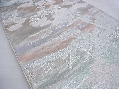 平和屋着物◎六通柄袋帯 嵐山 二重箔錦 銀糸 逸品 BAAG4103du