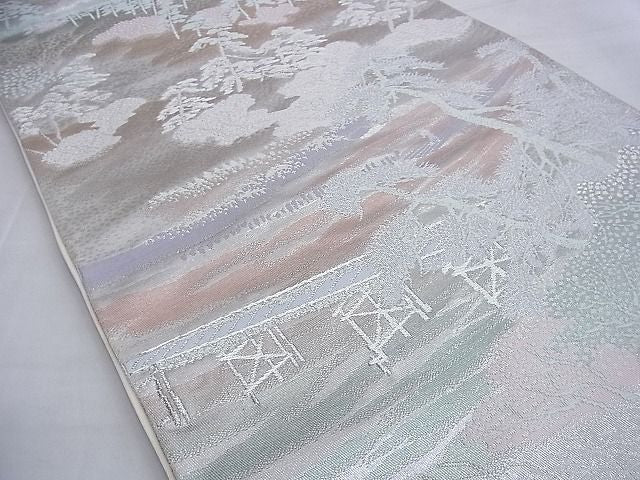 平和屋着物◎六通柄袋帯 嵐山 二重箔錦 銀糸 逸品 BAAG4103du