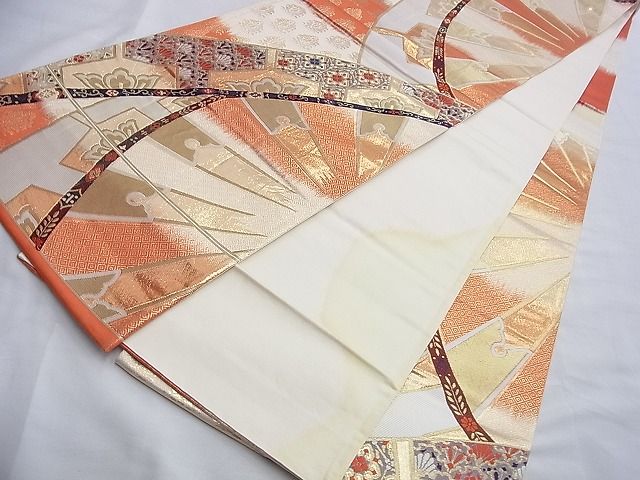 平和屋着物◎六通柄袋帯 唐織 源氏車花文 金糸 逸品 BAAG4100du