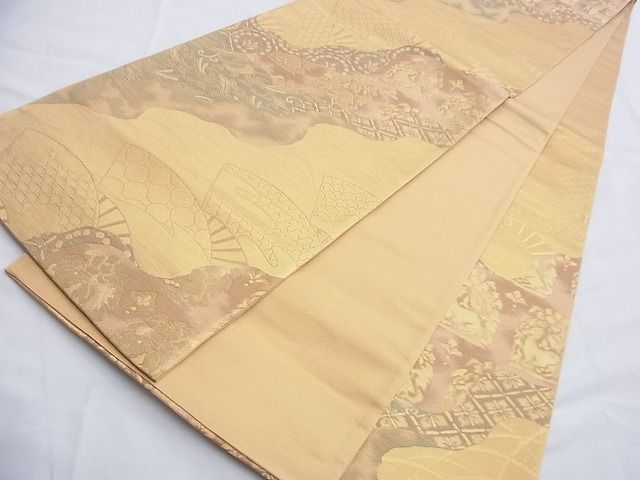 平和屋着物◎六通柄袋帯 名物裂道長文様 金糸 逸品 BAAG4095du