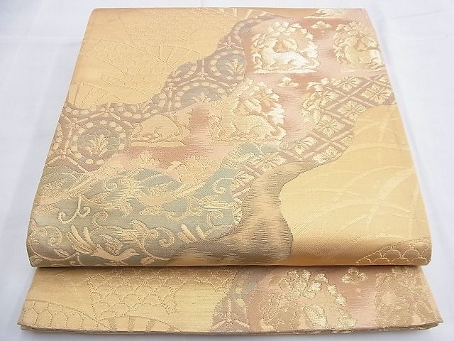 平和屋着物◎六通柄袋帯 名物裂道長文様 金糸 逸品 BAAG4095du
