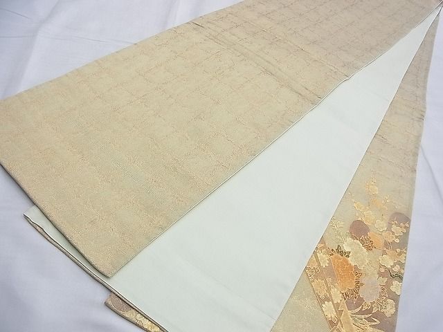 平和屋着物◎太鼓柄袋帯 扇御所車飛鶴花文 金彩 逸品 BAAG4148du
