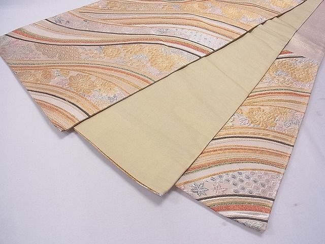 平和屋着物◎六通柄袋帯 流水草花文 金銀糸 逸品 CAAF8311th