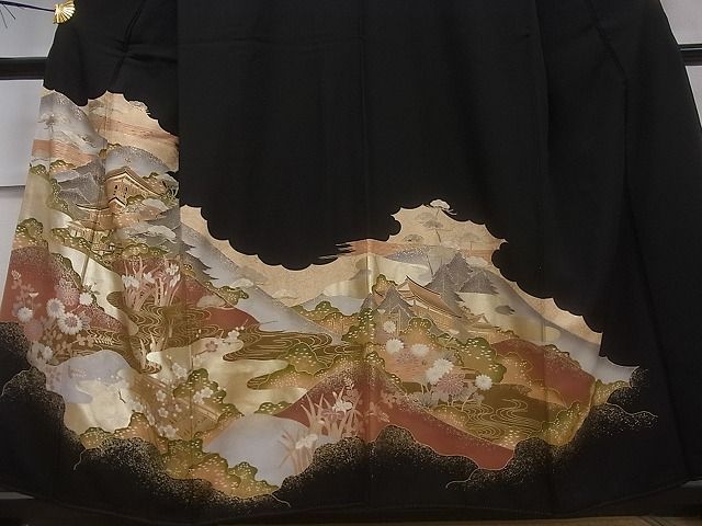 平和屋着物■豪華黒留袖 京名所風景文 金彩 逸品 CAAF5348ev