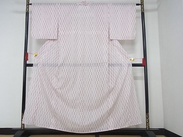 平和屋着物■夏物 小紋 絽 幾何学柄 洗える着物 AAAH8981Acs