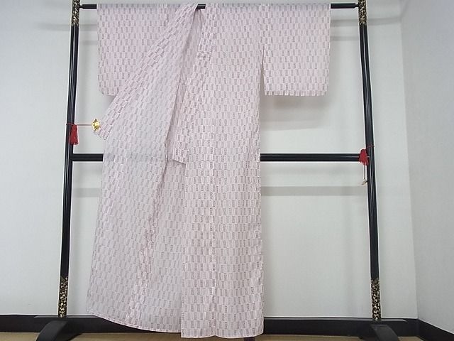 平和屋着物■夏物 小紋 絽 幾何学柄 洗える着物 AAAH8981Acs