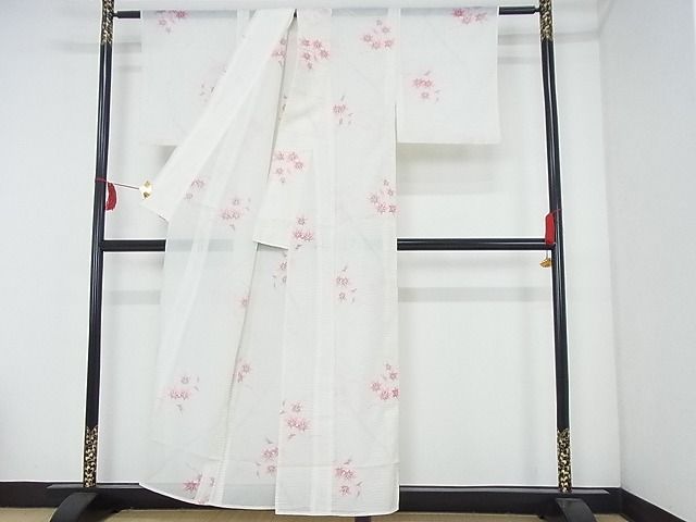 平和屋着物■夏物 小紋 絽 楓 洗える着物 AAAH9129Acs