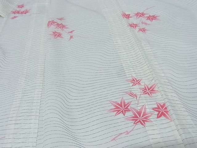 平和屋着物■夏物 小紋 絽 楓 洗える着物 AAAH9129Acs