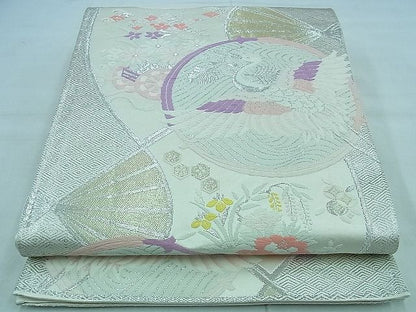 平和屋着物◎六通柄袋帯 唐織 飛鶴花文 金銀糸 逸品 BAAF2192iy