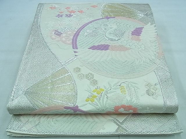 平和屋着物◎六通柄袋帯 唐織 飛鶴花文 金銀糸 逸品 BAAF2192iy