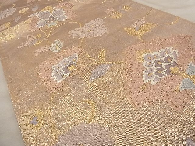 平和屋着物◎六通柄袋帯 唐織 更紗花文 金糸 逸品 BAAG9020iy