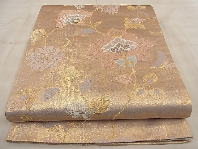 平和屋着物◎六通柄袋帯 唐織 更紗花文 金糸 逸品 BAAG9020iy