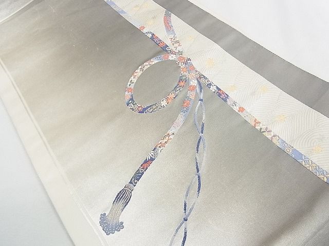 平和屋着物◎六通太鼓柄袋帯 唐織 竜田川吉祥文 金銀糸 逸品 CAAE9825yk